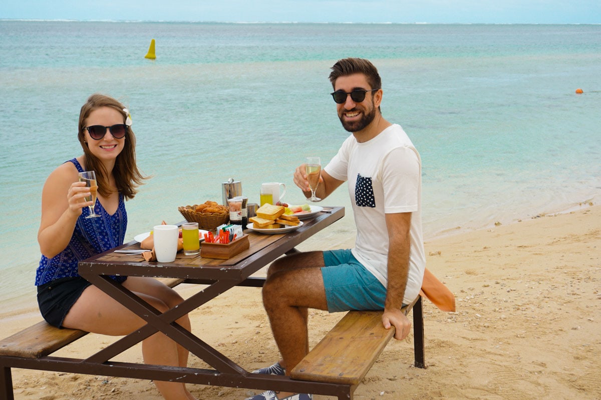 Breakfast on the beach at Heritage Le Telfair, Mauritius