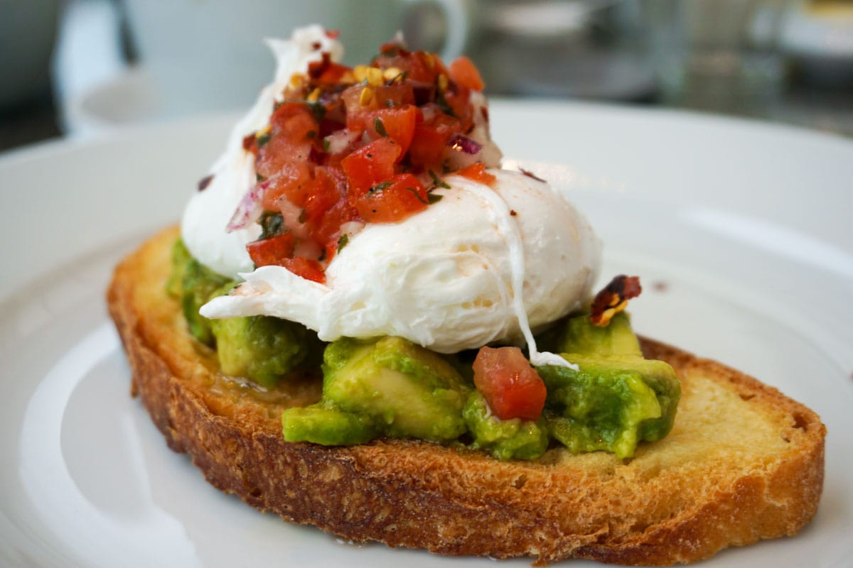 Avocado and poached eggs at Hotel Du Vin Wimbledon 