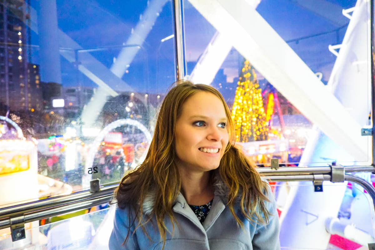 Taking a trip on the Christmas wheel in Birmingham