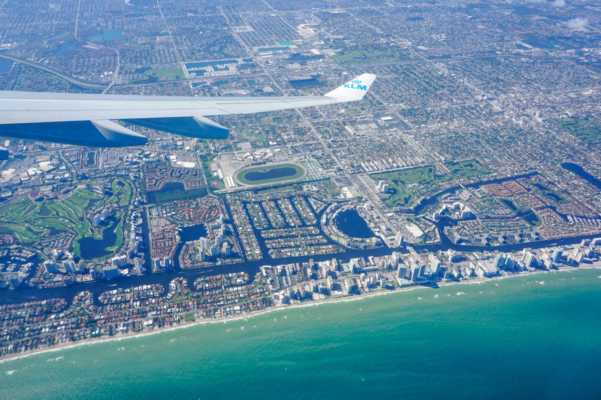 Flying over Miami with KLM