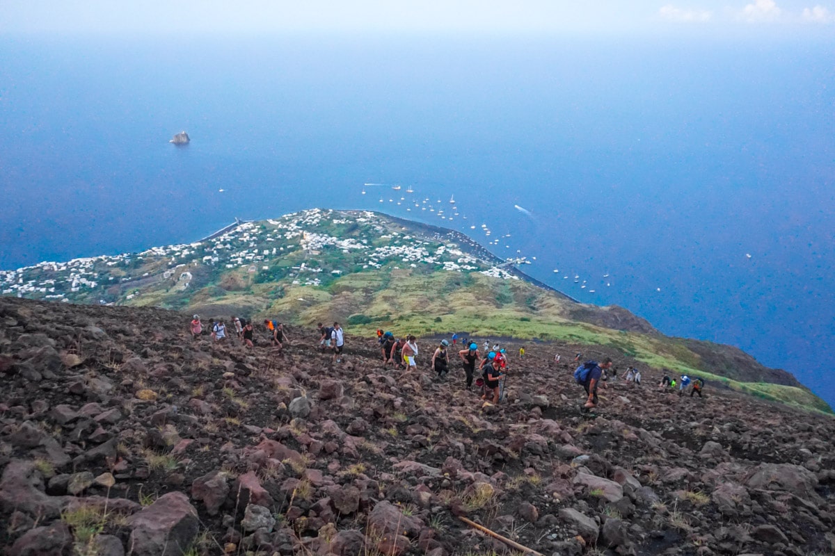 Incredible views hiking up Stromboli Volcano, Sicily