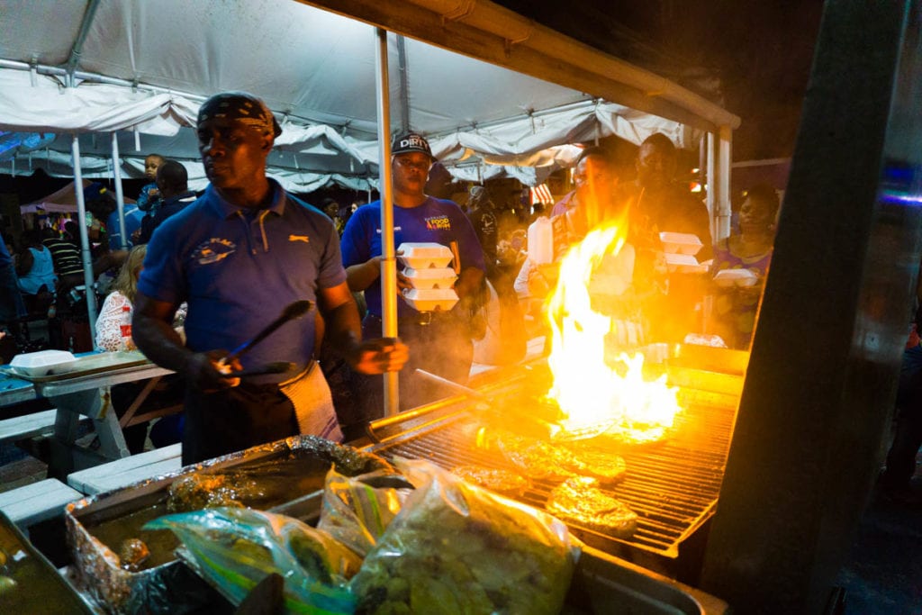 Tasty food at Oistin's Fish Fry, Barbados