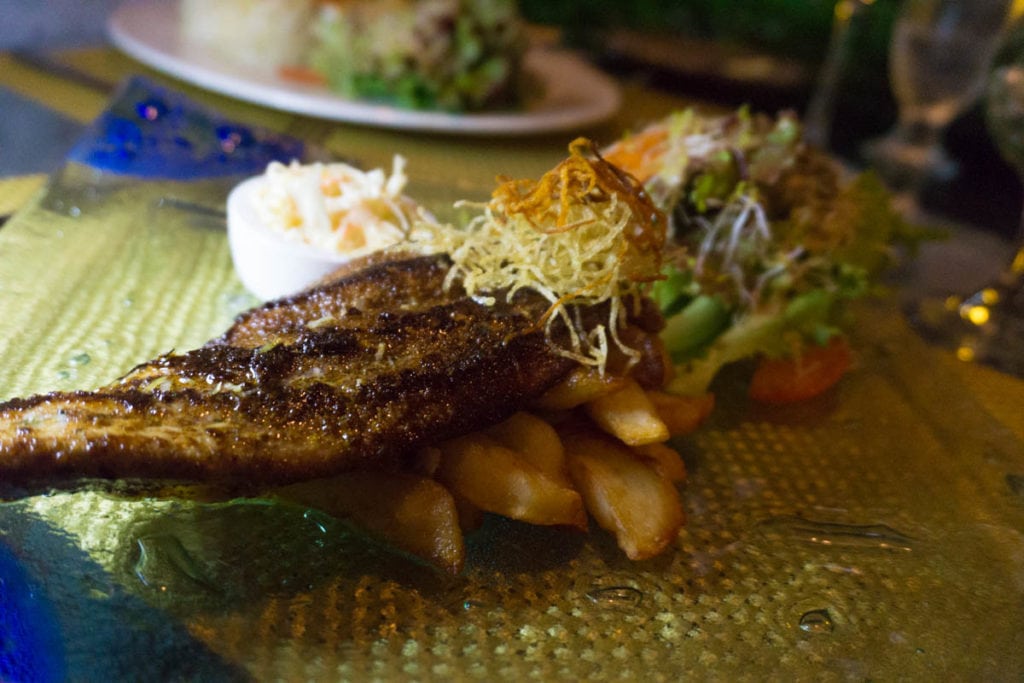 Blackened fish at Juma's Restaurant, Speightstown, Barbados