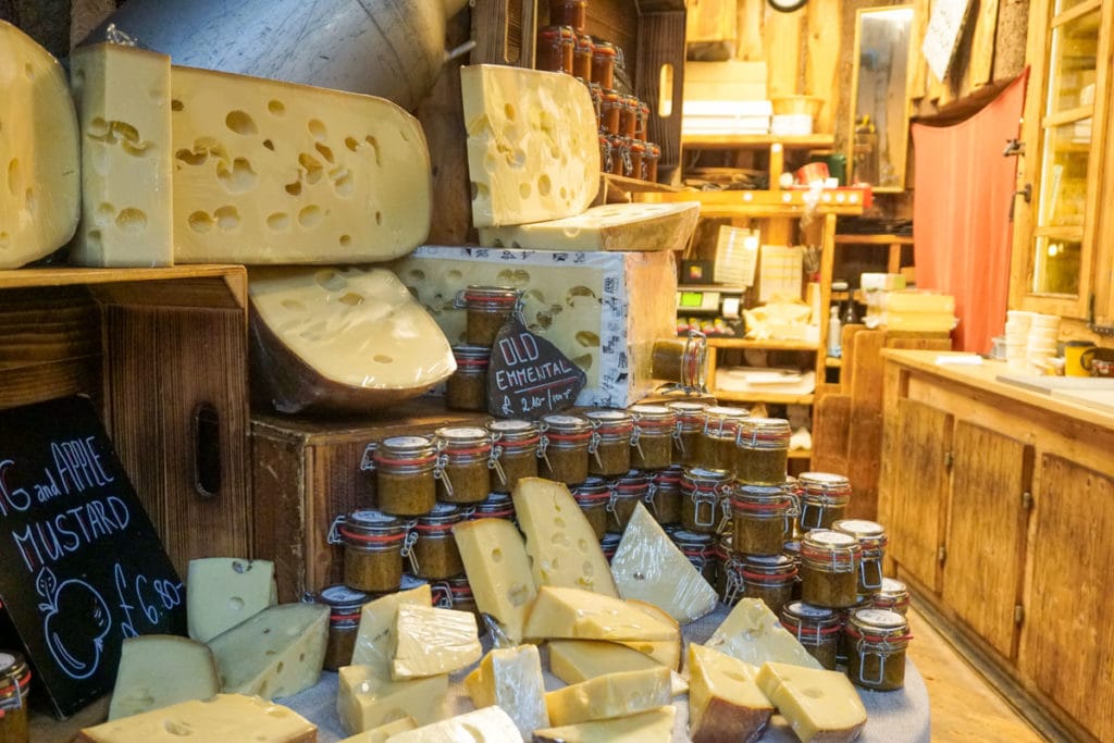 Cheese stall in Borough Market, London