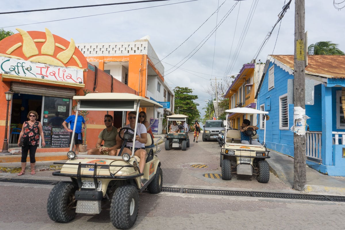 Golf buggies on Isla Mujeres, Mexico