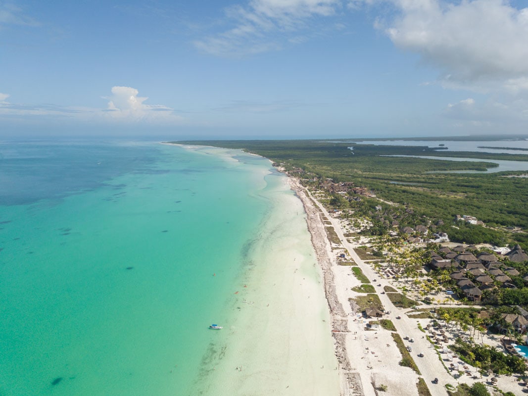 Drone view over Holbox, Mexico