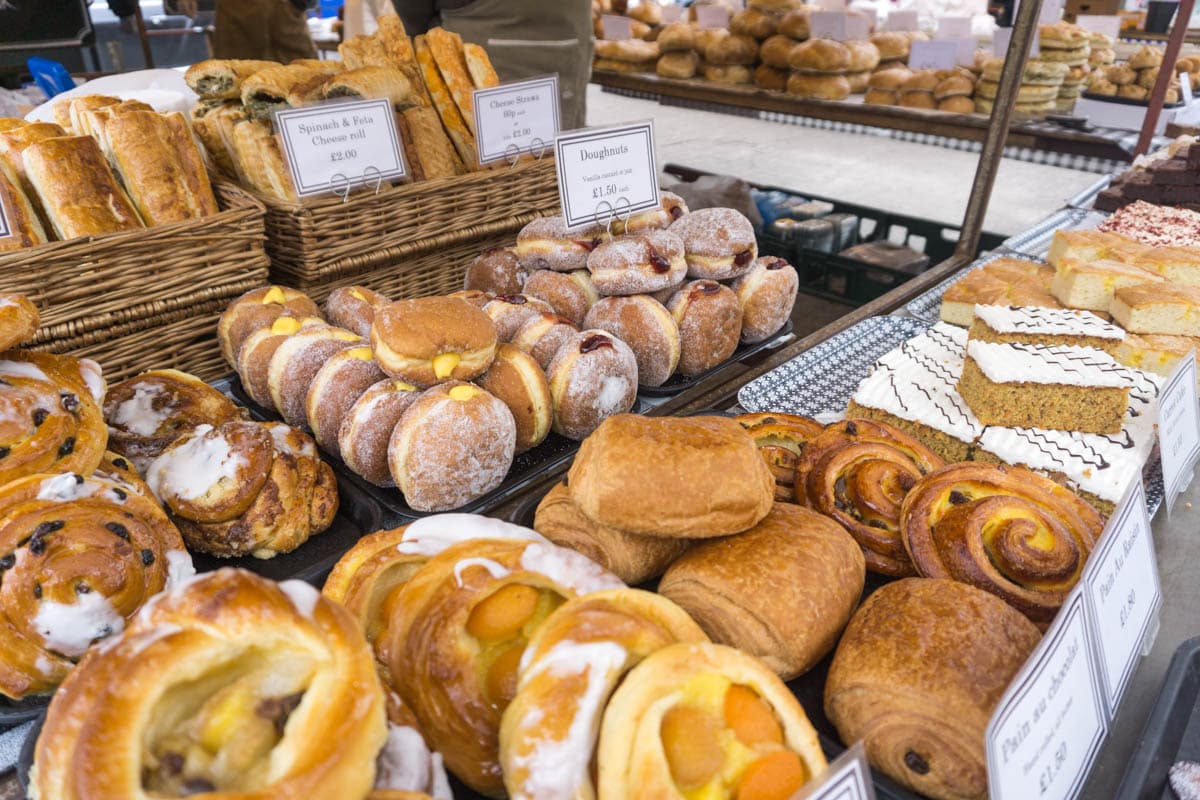 Pastries on sale at St Albans Market