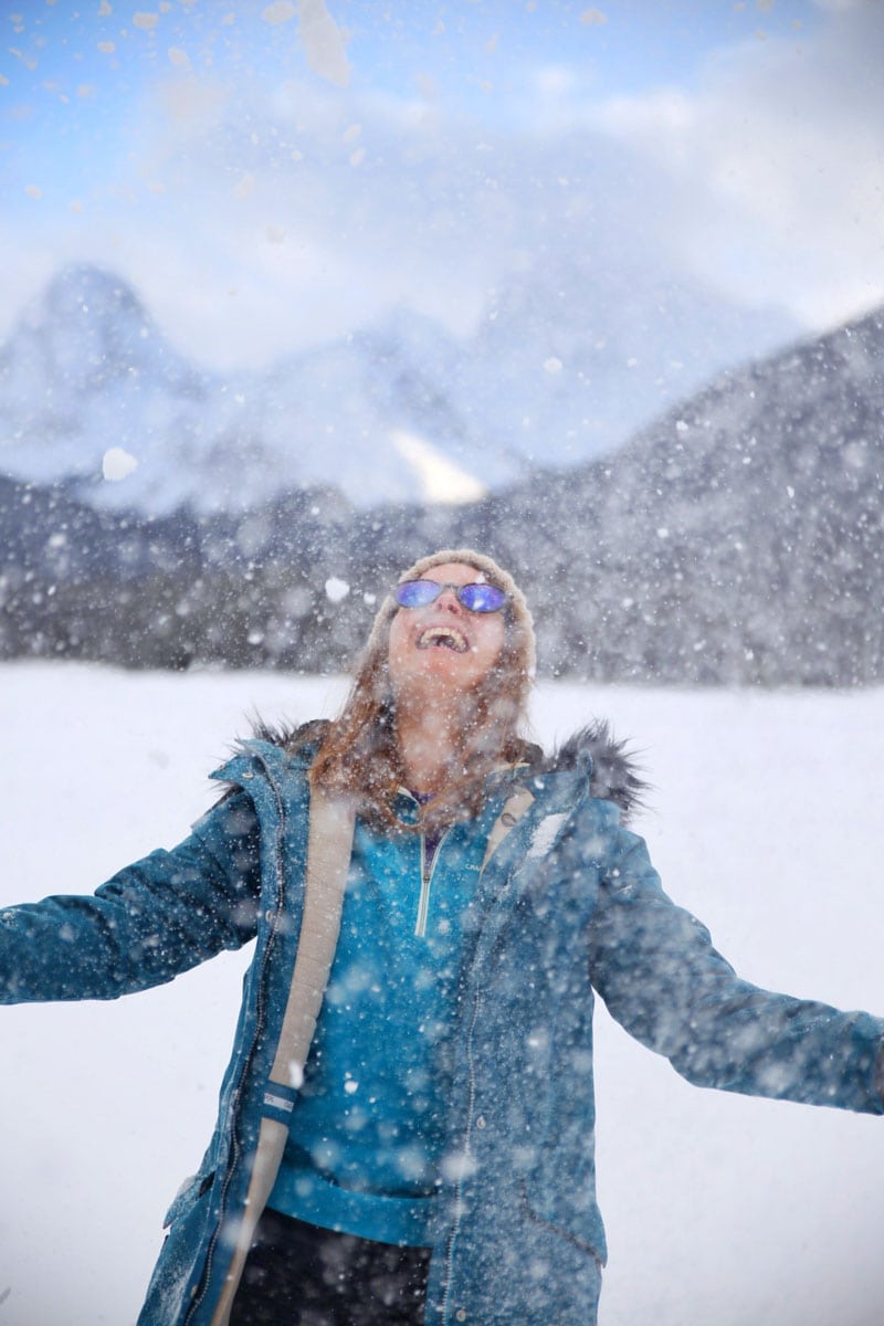 Playing in the snow in Alberta, Canada