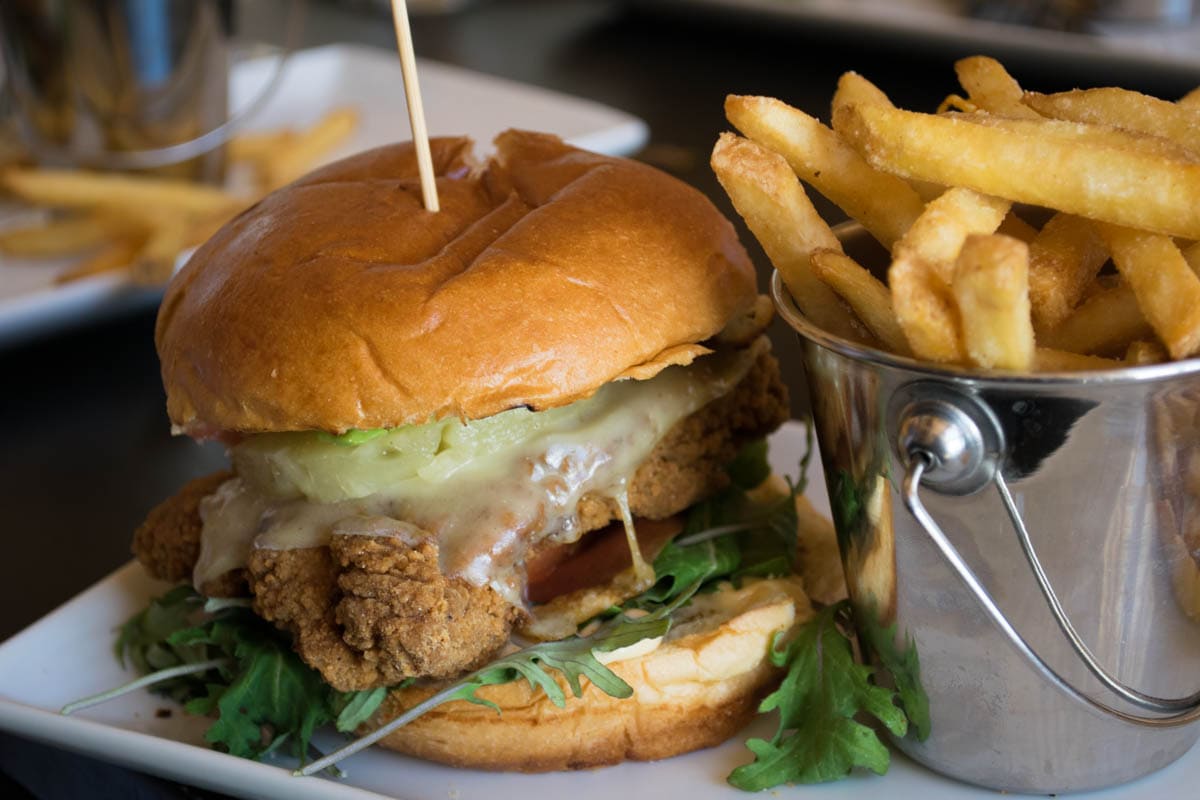 Chicken and avocado burger at Mount Norquay Ski Resort