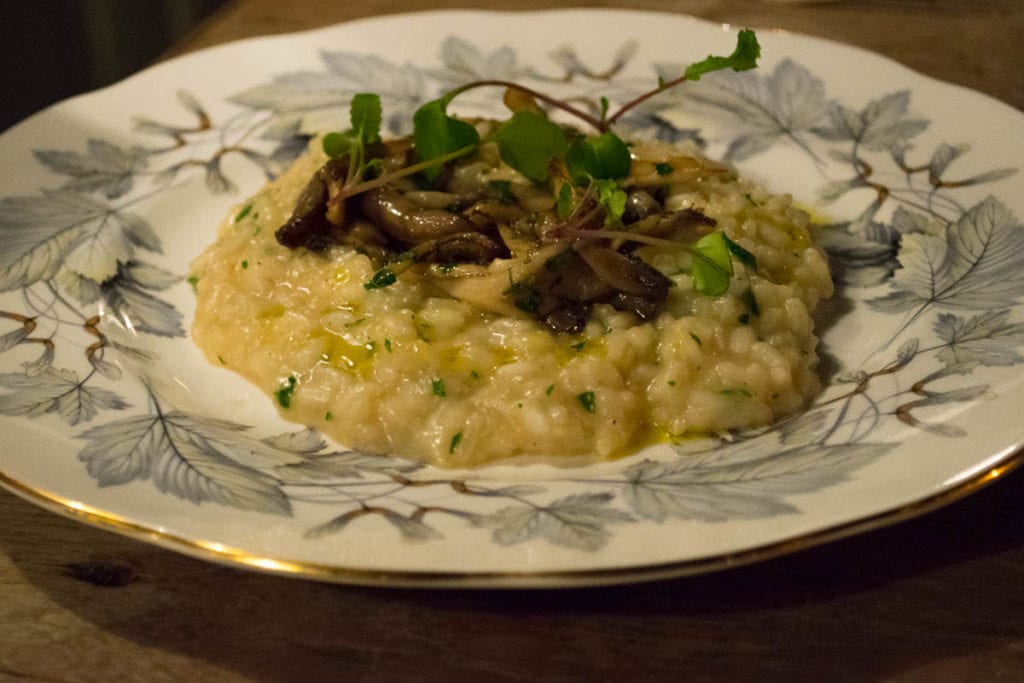 Wild mushroom risotto at The Pig, New Forest