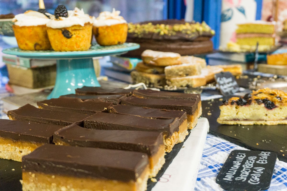 The legendary cake table at Singl-end in Glasgow