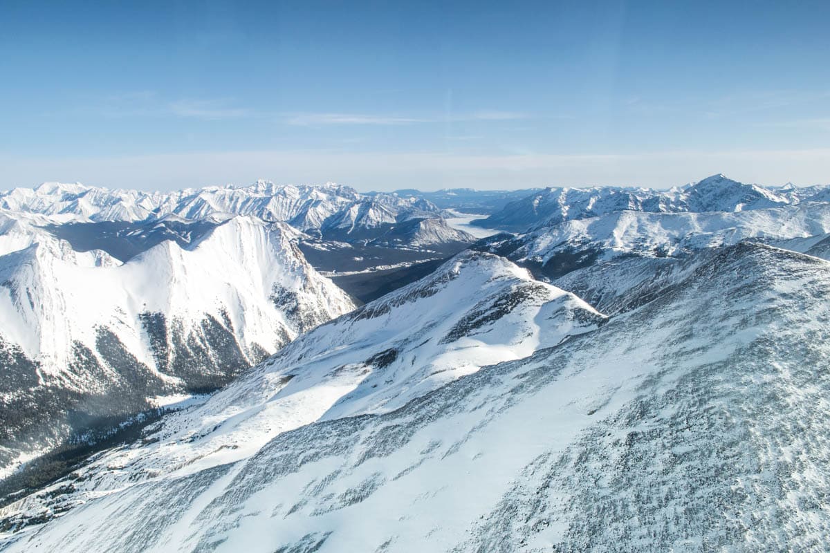 Helicopter tour over the Rocky Mountains, Alberta, Canada