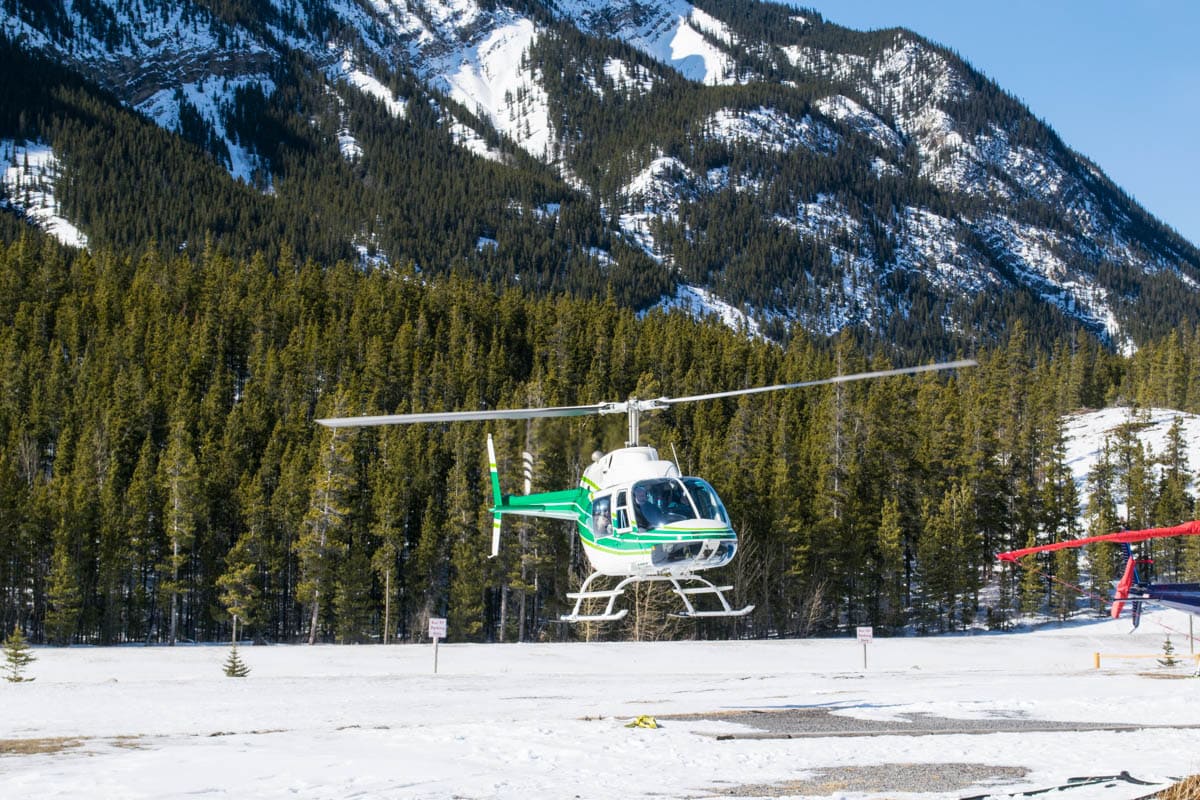 Take off time for our helicopter tour with Rockies Heli Canada