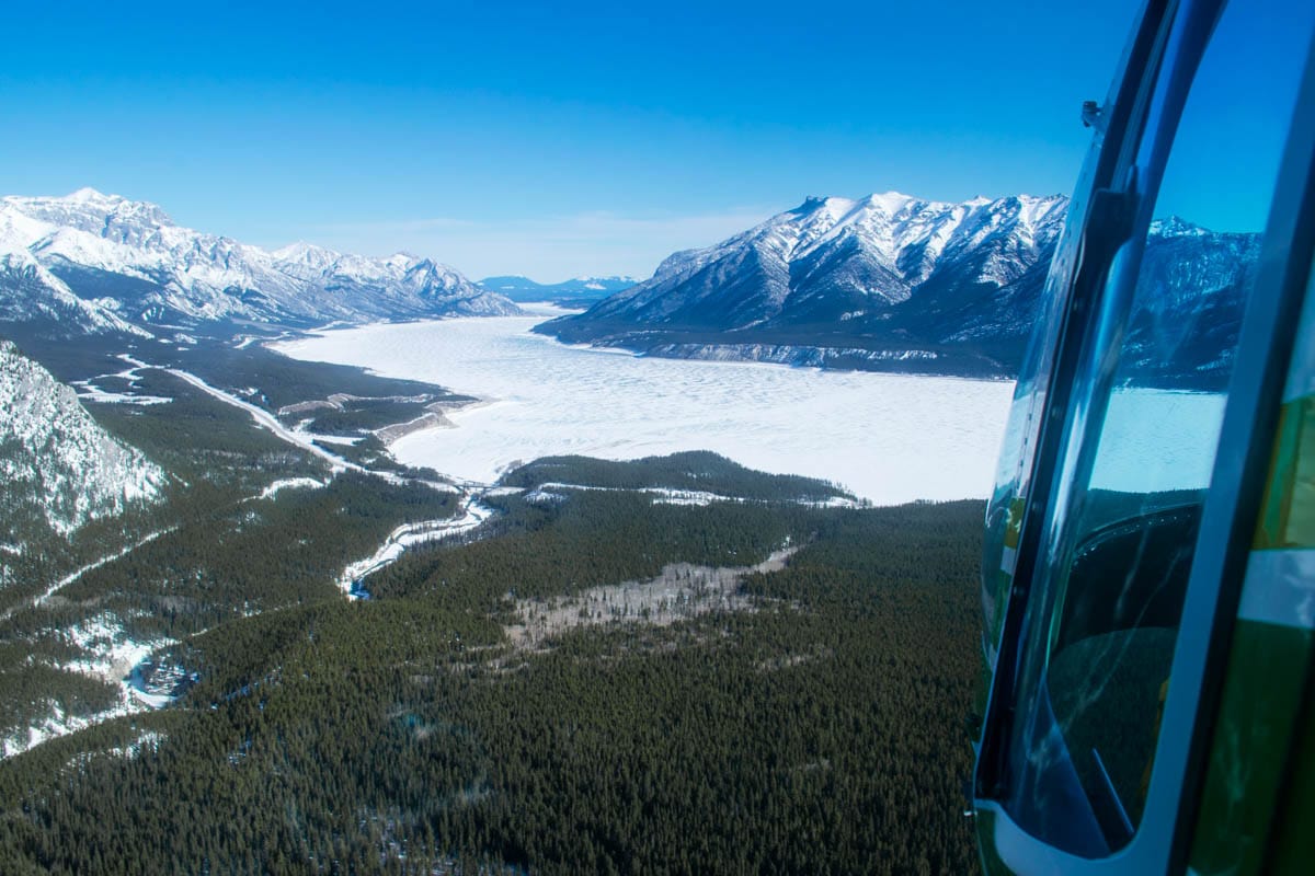 Helicopter tour over the Rocky Mountains, Alberta, Canada