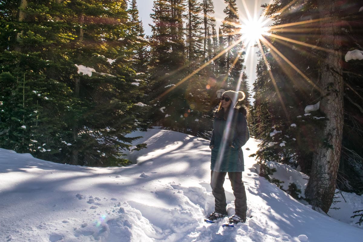 Snow shoeing after landing in an untouched area on our heli tour