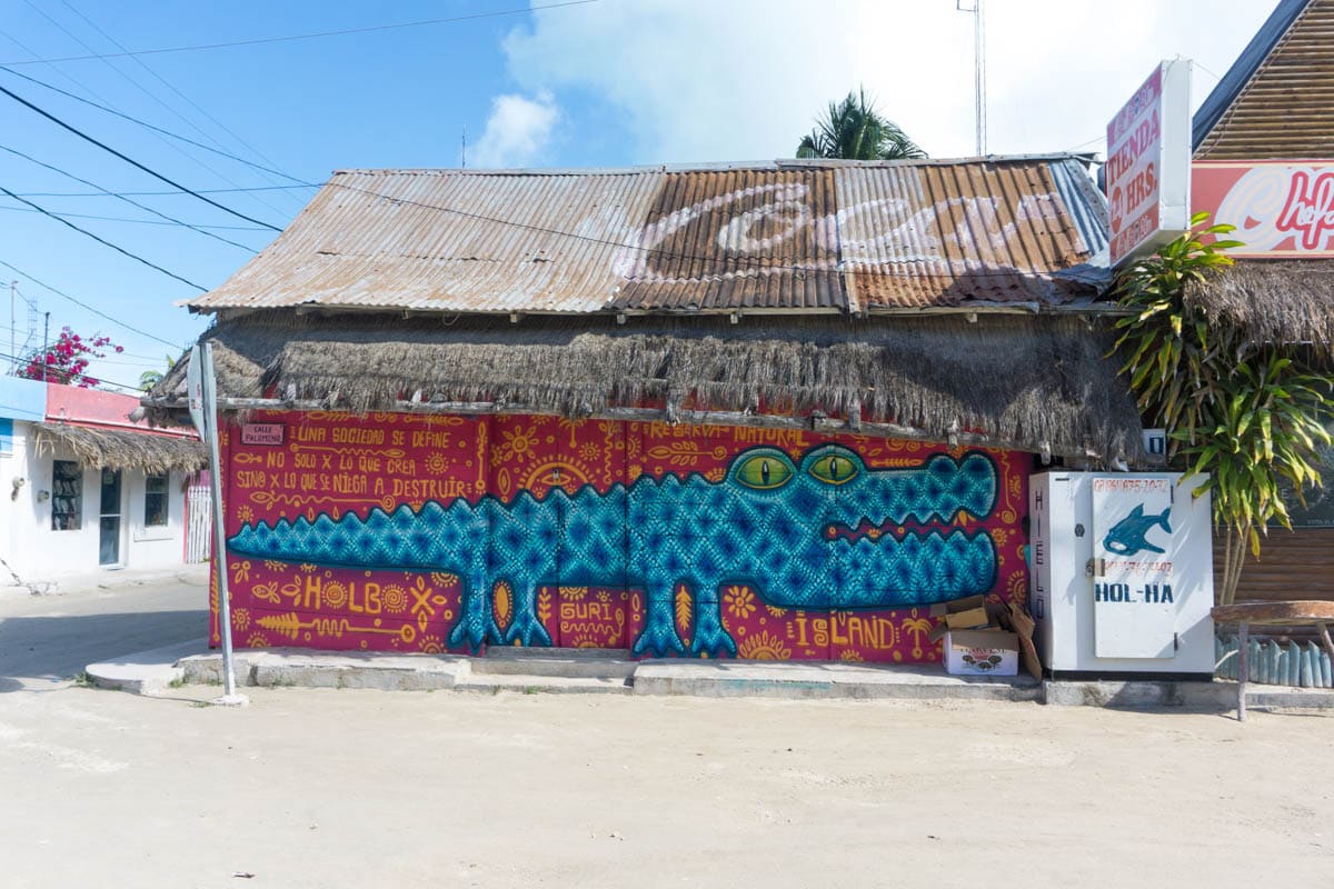 Colourful street art on Isla Holbox, Mexico