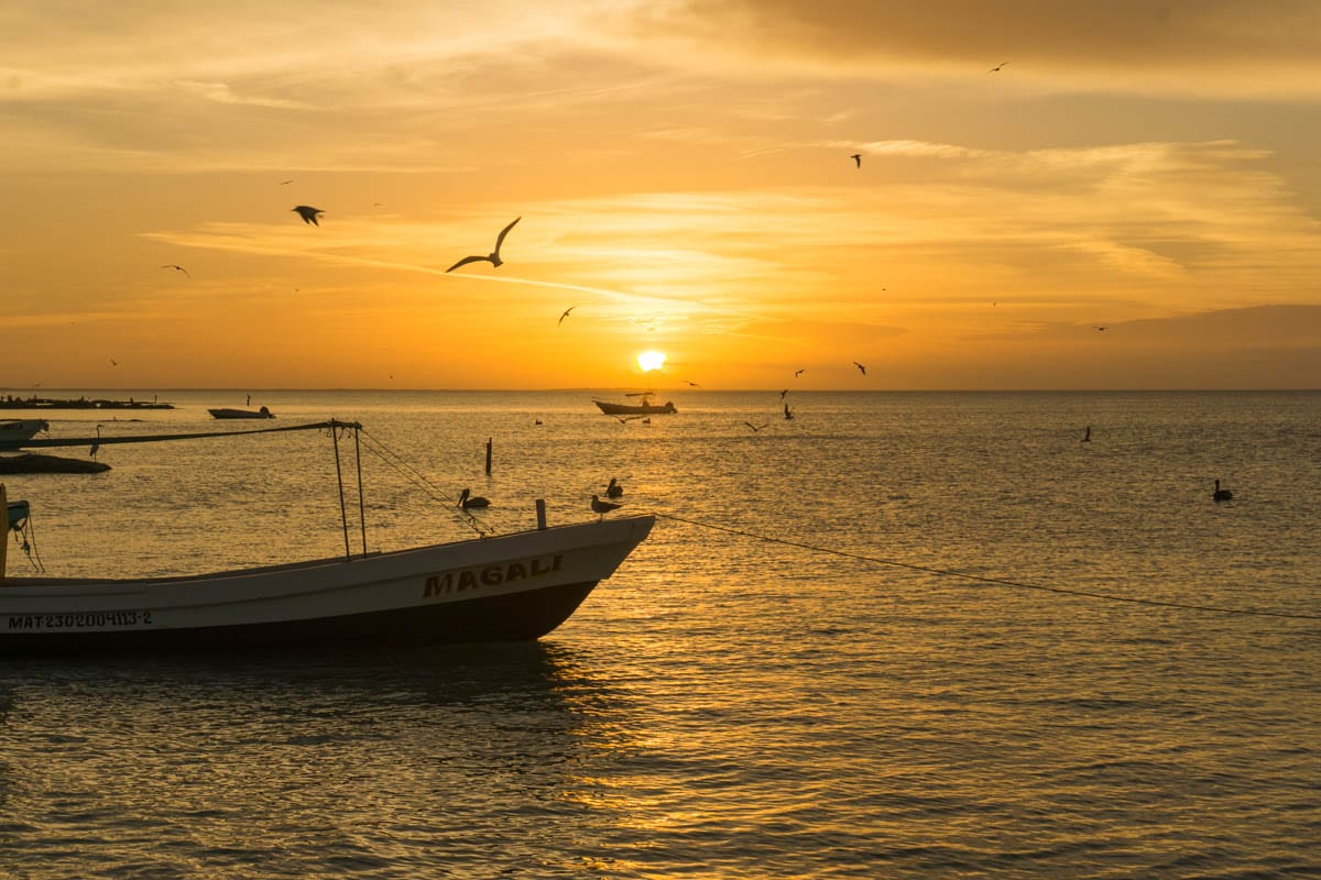 Sunset from the pier on Isla Holbox, Mexico