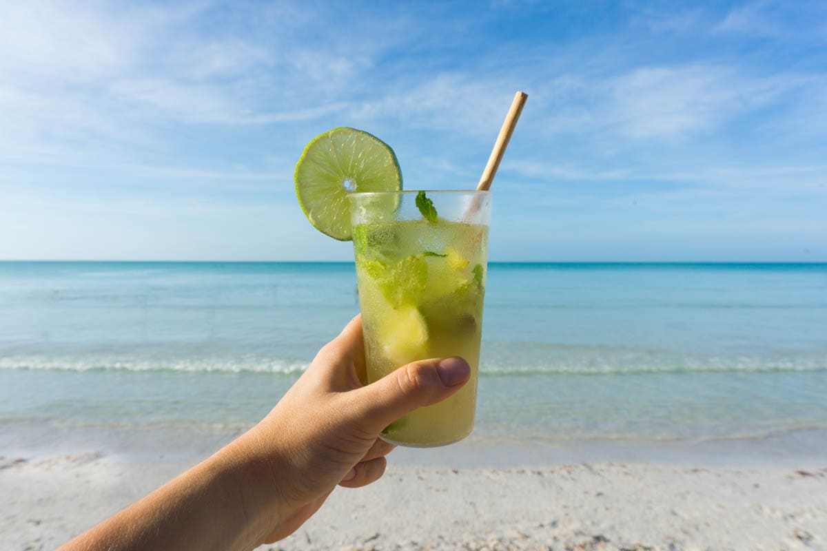 Mojitos on the beach at Coquitos Beach Bar, Holbox