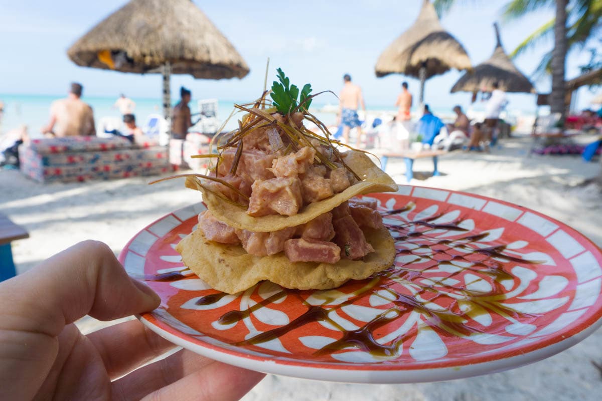 Tostadas at Coquitos Beach Bar, Holbox