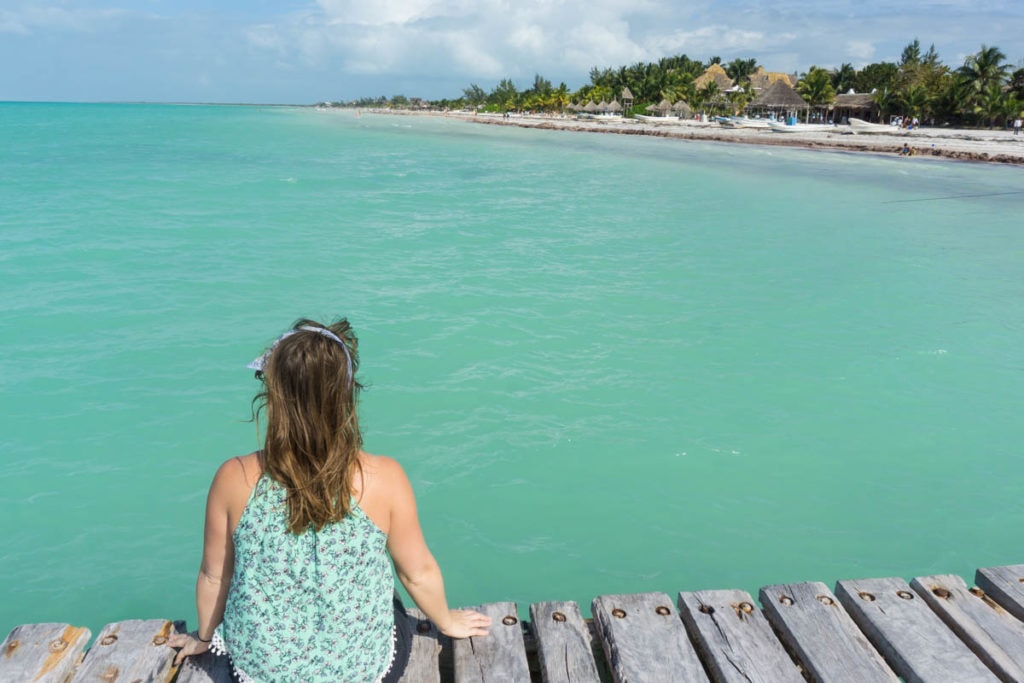 Sitting on the pier on Isla Holbox, Mexico