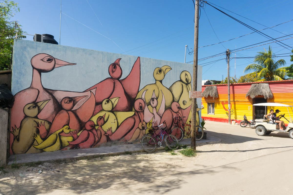 Colourful street art on Isla Holbox, Mexico