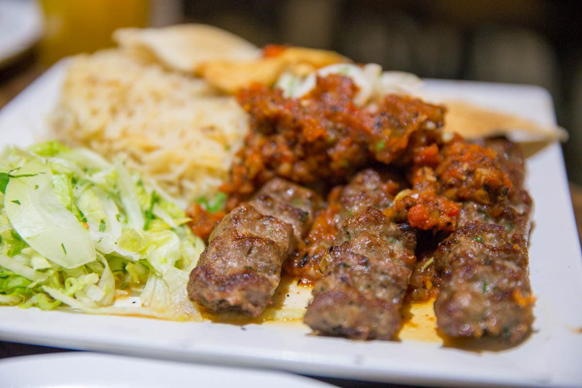 Lamb koftas at Abu Zaad, Shepherd's Bush, London