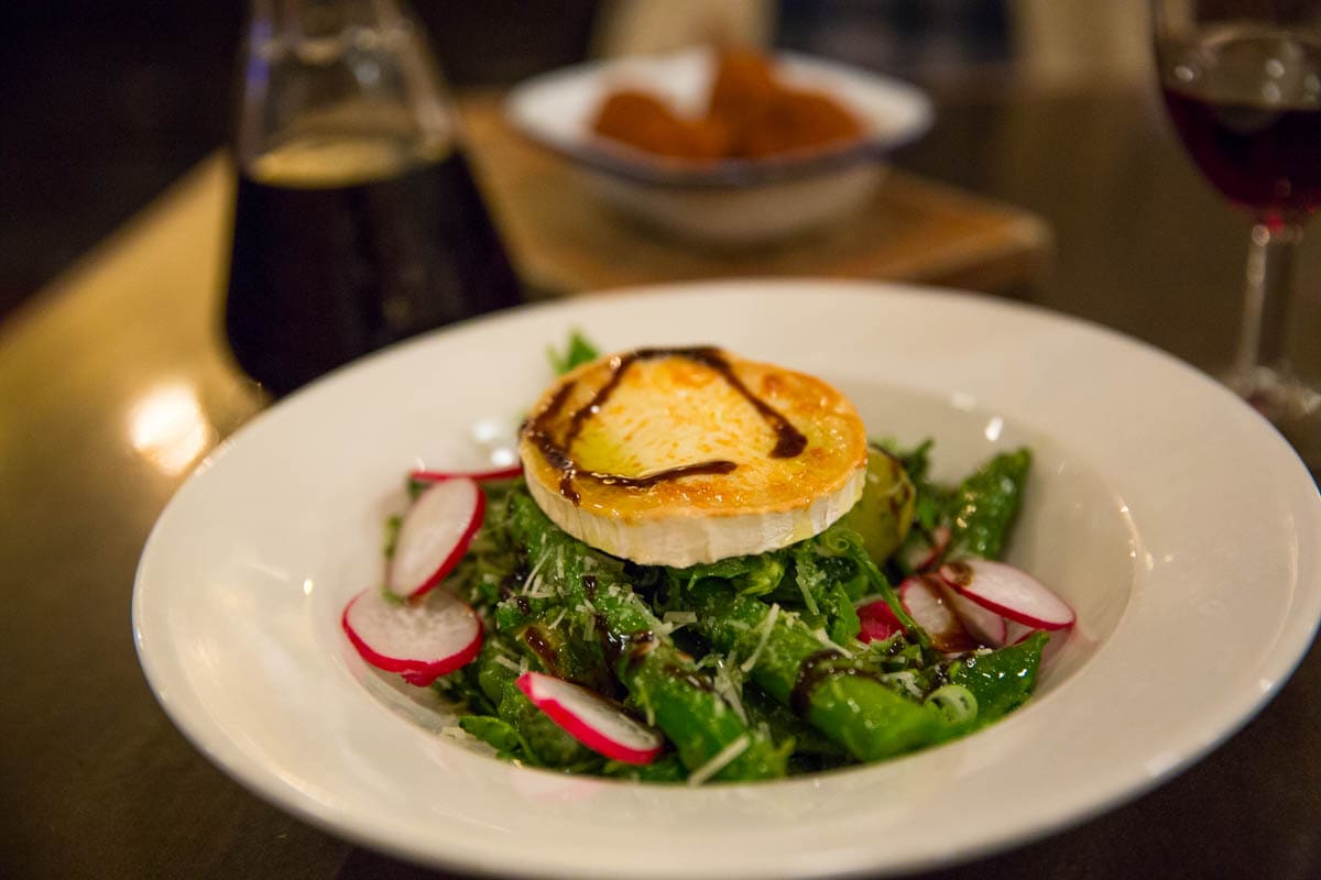 Spring salad with goats cheese at Bush Hall Dining Rooms, Shepherd's Bush, London