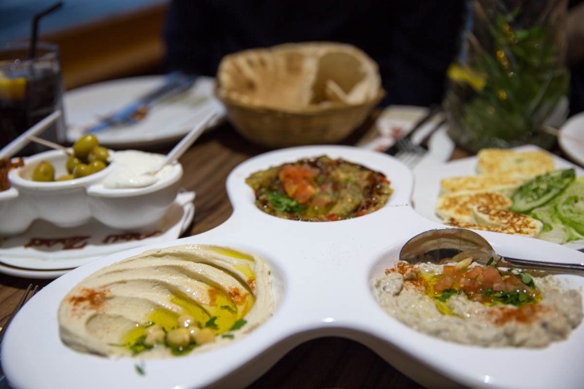 Mezza starters at Abu Zaad, Shepherd's Bush, London