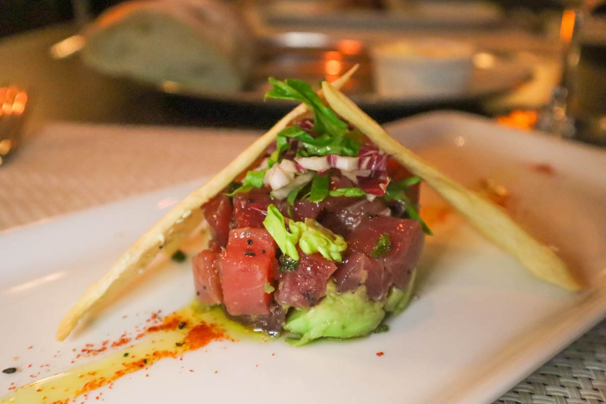 Tuna tartar at Chops Grille on board Royal Caribbean Independence Of The Seas