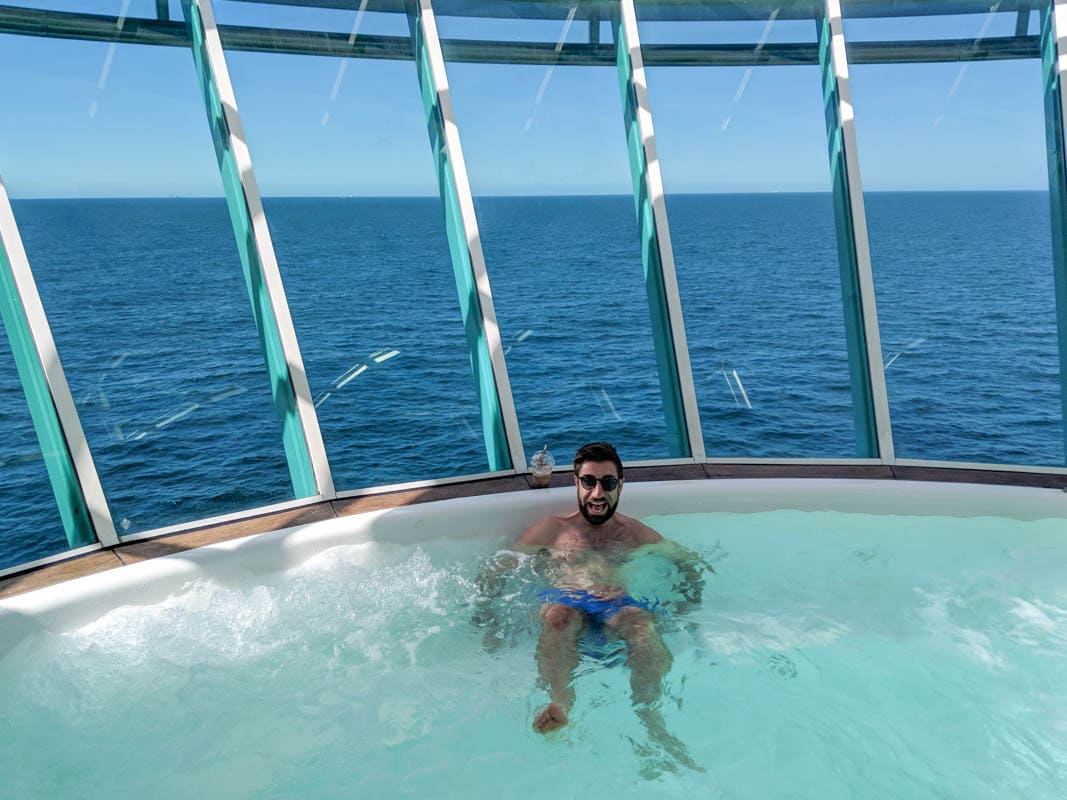 Macca relaxing in one of the jacuzzis on board Royal Caribbean Independence Of The Seas Jacuzzi