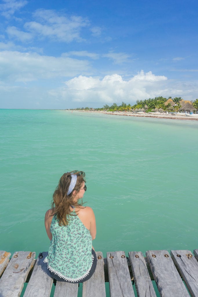 Sitting on the pier on Isla Holbox, Mexico