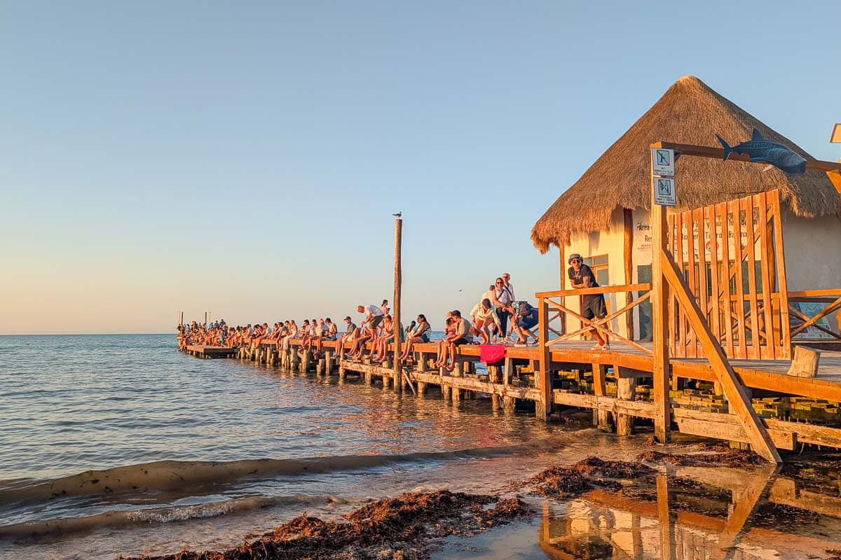 Isla Holbox pier at sunset