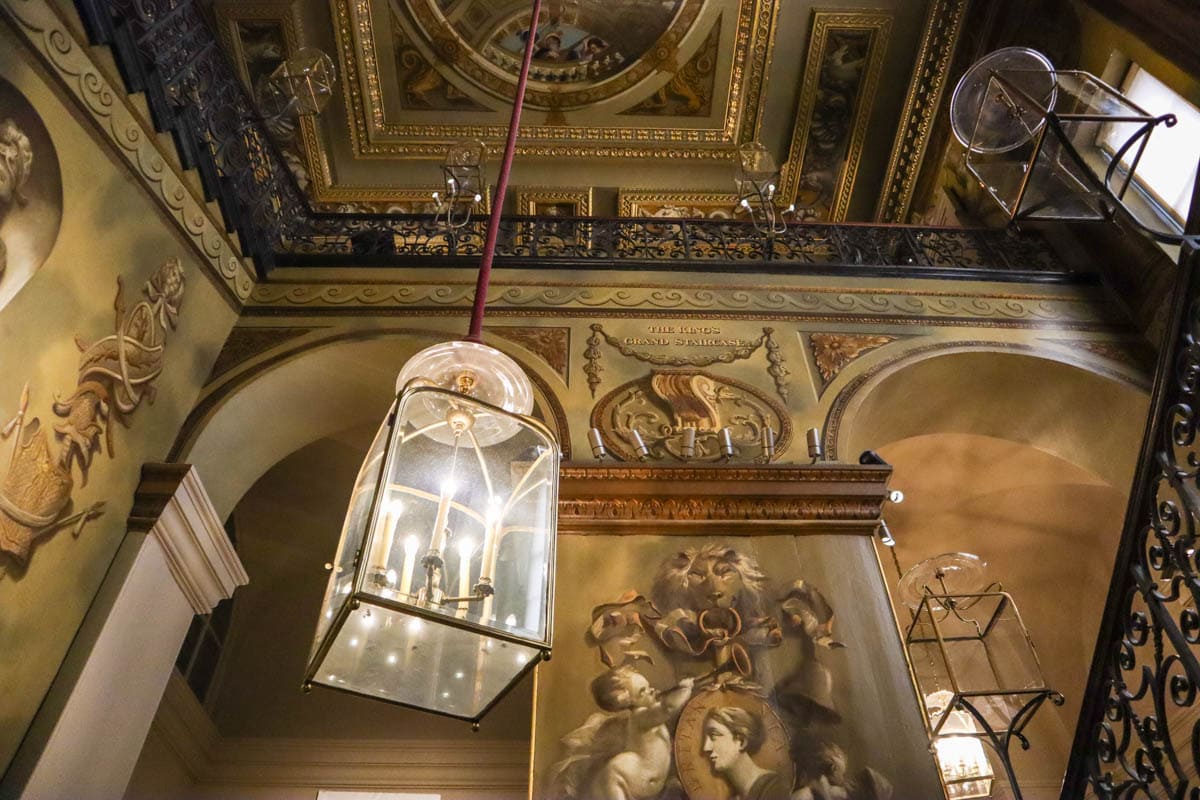 Incredible painted walls and ceiling on the The King's Grand Staircase, Kensington Palace, London