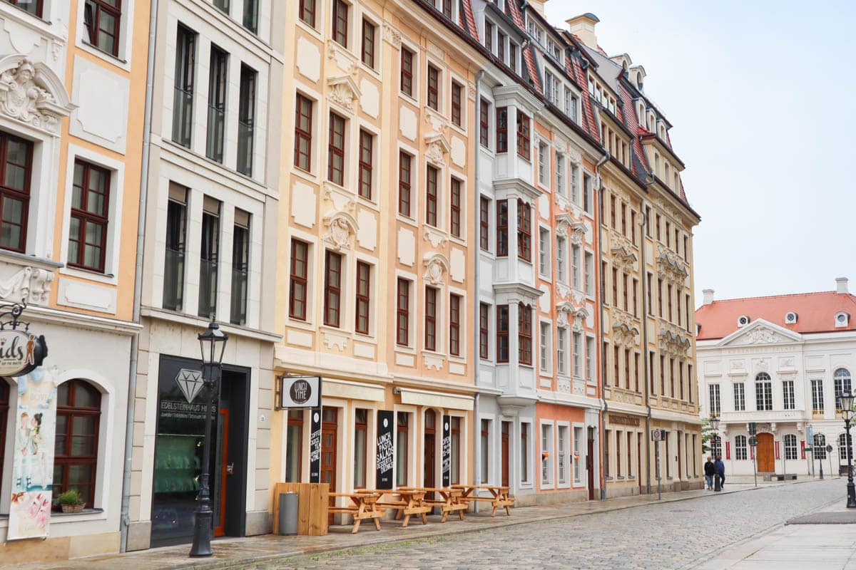Beautiful coloured buildings in Dresden, Germany