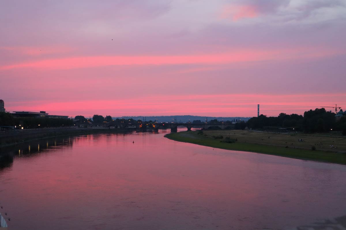 Beautiful pink sunset in Dresden