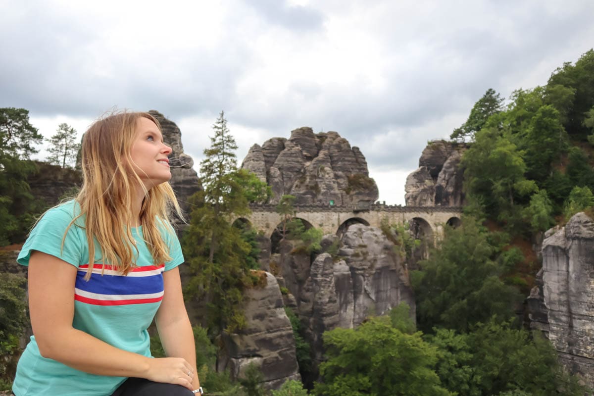 Taking in the view of the Bastei Bridge, Saxon Switzerland, Germany