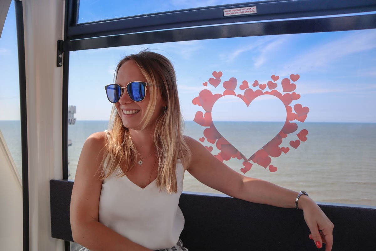 Enjoying the ferris wheel in Scheveningen