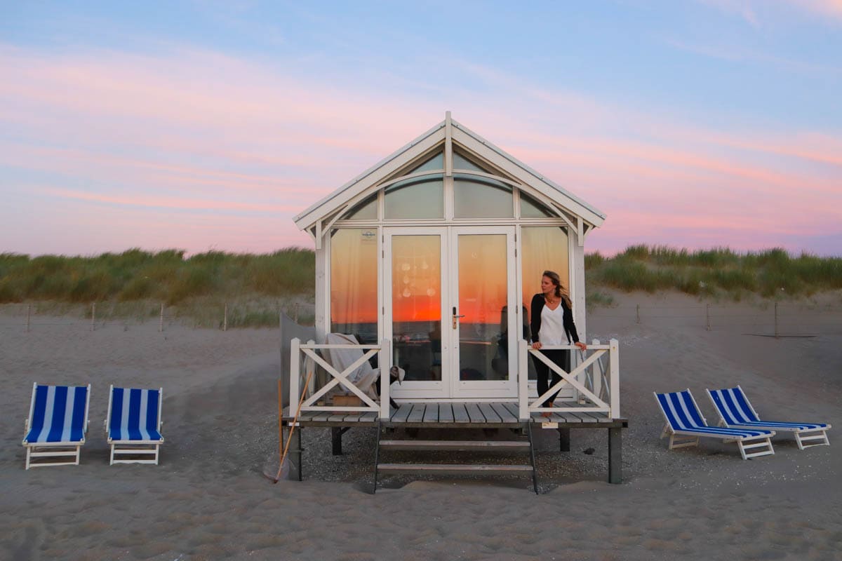 Sunset from our beach hut in The Hague