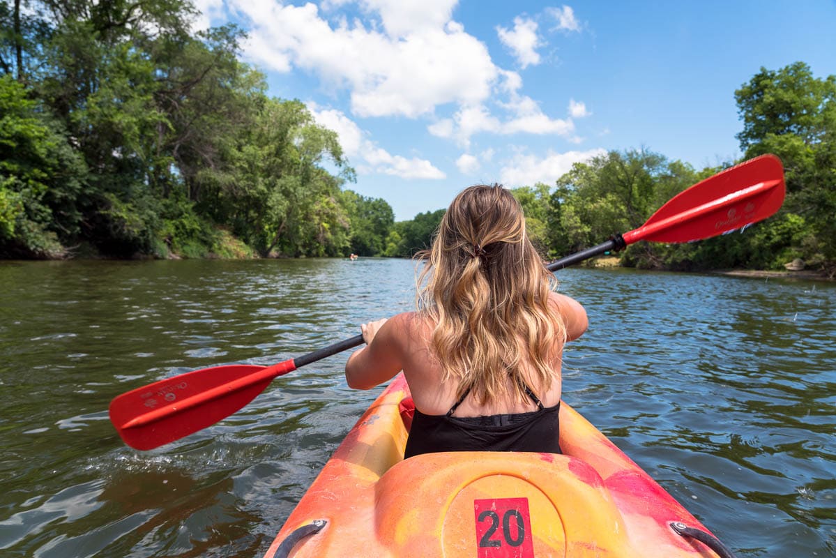 Kayaking at Cannon Falls, Minnesota