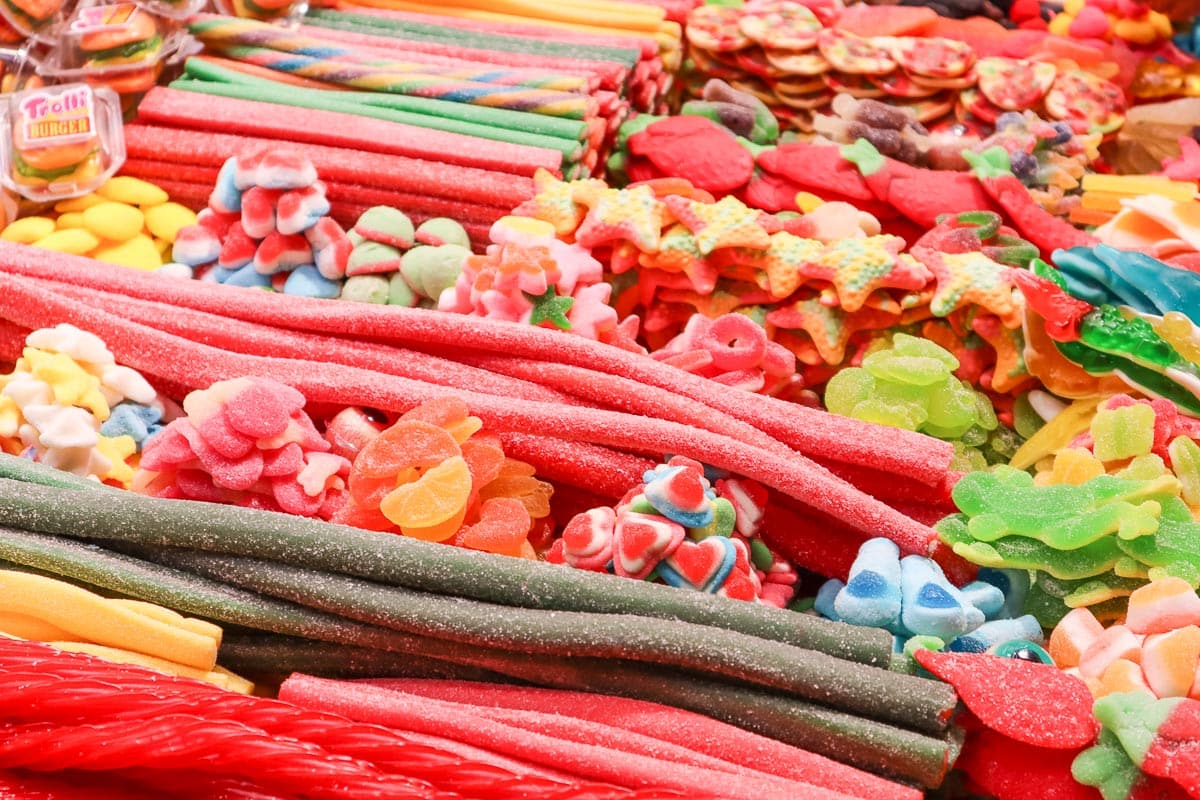 Sweets for sale in Crepes in La Boqueria, Barcelona