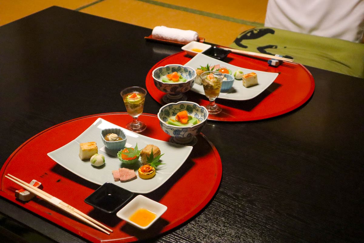 First course of a traditional ryokan dinner, Japan