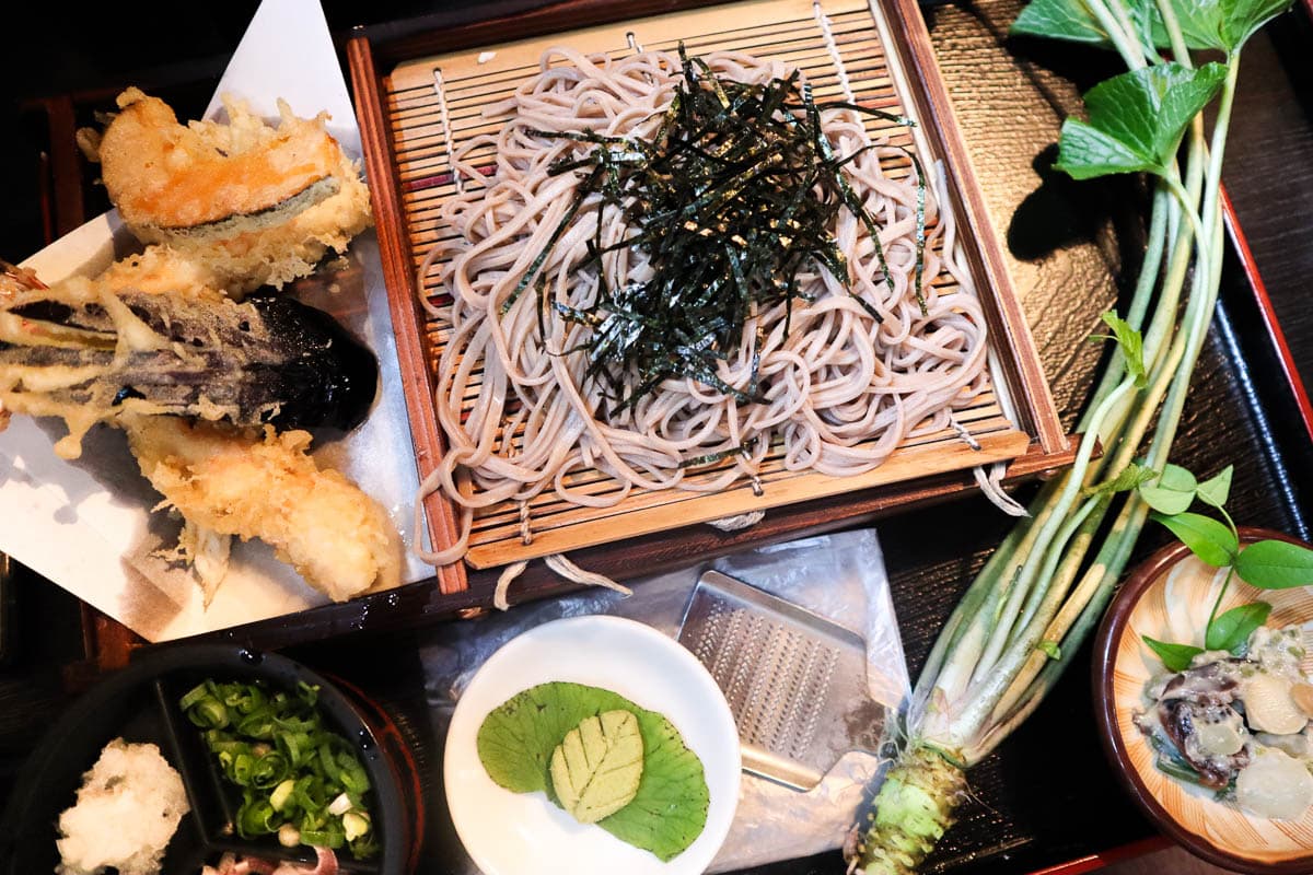 Traditional Izu Peninsula meal - soba noodles and wasabi