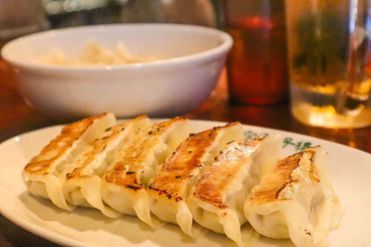 Fried gyozas at Harajuku Gyoza-ro, Tokyo