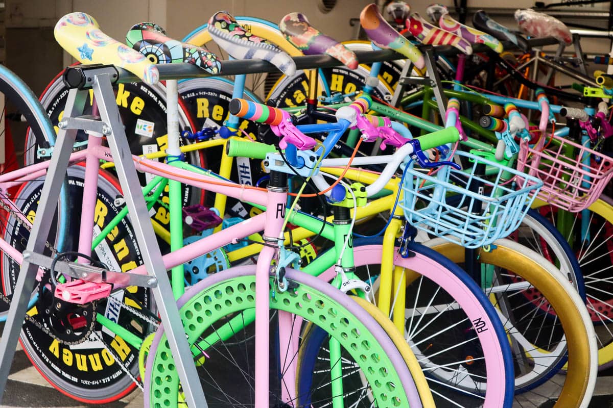 Rainbow bikes in Harajuku, Tokyo