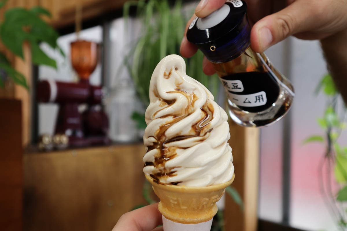 Soy sauce ice cream at Yuasa Soy Sauce Factory, Wakayama, Japan