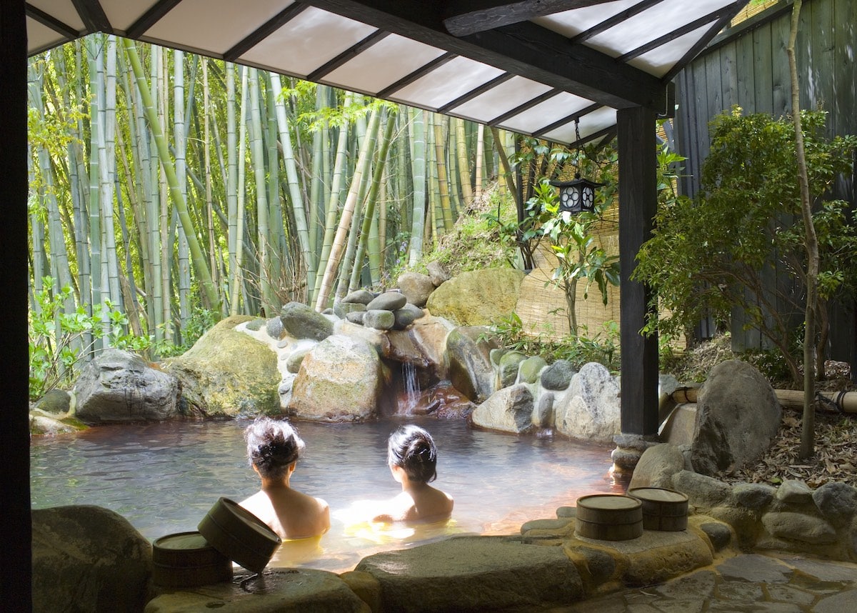 Women bathing at onsen resort in Japan