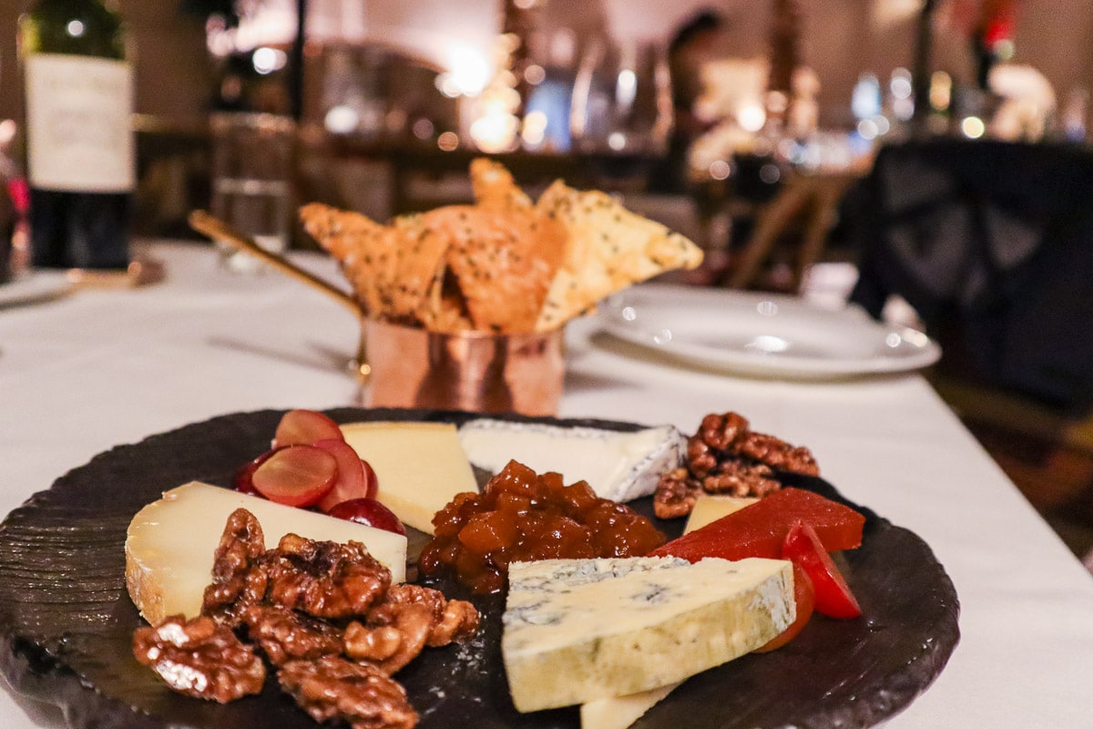 Cheese course at the Winter Garden Restaurant, London