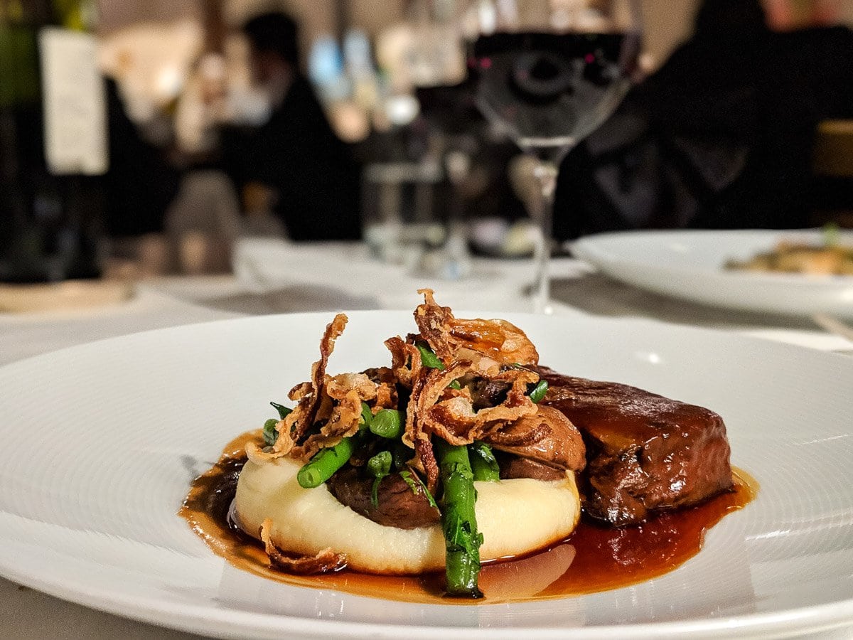 Main course at the Winter Garden Restaurant at The Landmark Hotel, London