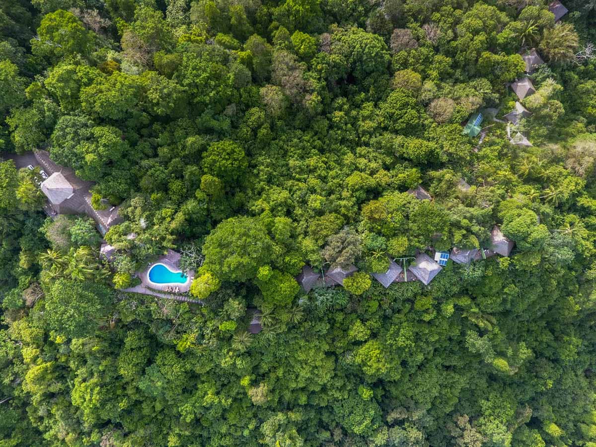 Aerial views of Lapa Rios ecolodge, Osa Peninsula