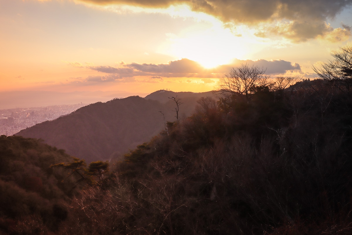 Sunset from the terrace at Tenran Cafe, Mount Rokko